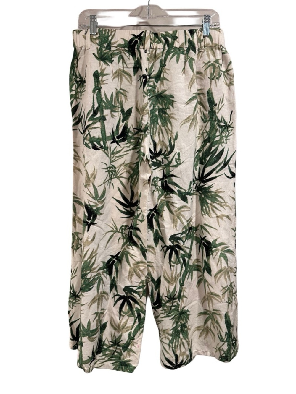 J. Jill Barley Palm Print Linen-Blend Wide Leg Crop Pants Beige GreenLeaf SP NWT - Picture 5 of 16